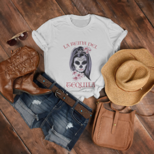 tequila t-shirts with dia de los muertos skull
